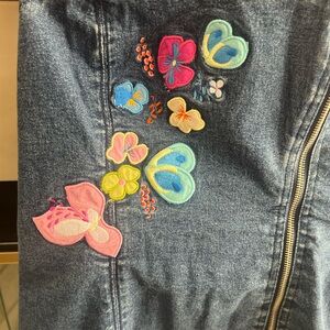 Thalia. Embroidered Denim dress with fun Floral Design